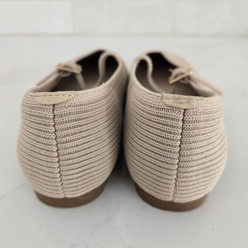EUC Vivaia Square-Toe Mary Janes Margot Ballet Flats Almond Tan Nude Knit Sz 35 - Picture 5 of 8